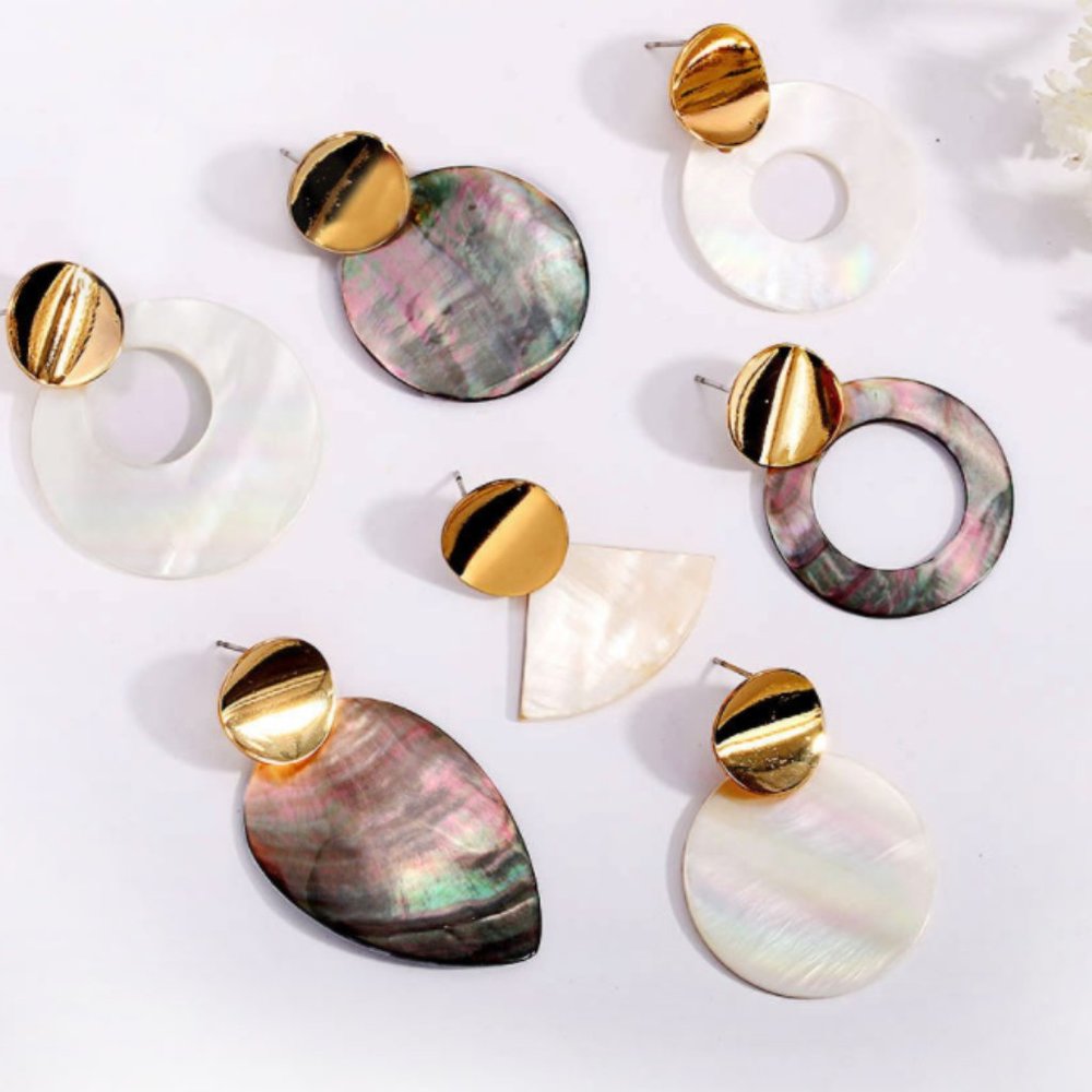 New Gold ABALONE Natural Shell Crystal Dangle - Picture 7 of 8